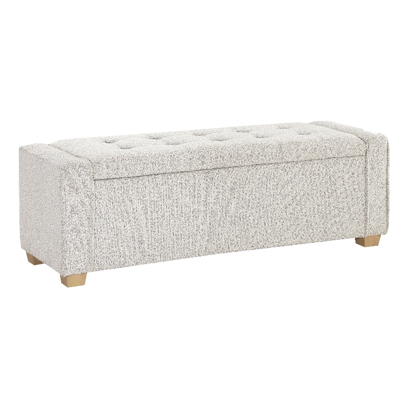 Bethwin Storage Bench with Salt & Pepper Gray Boucle Fabric