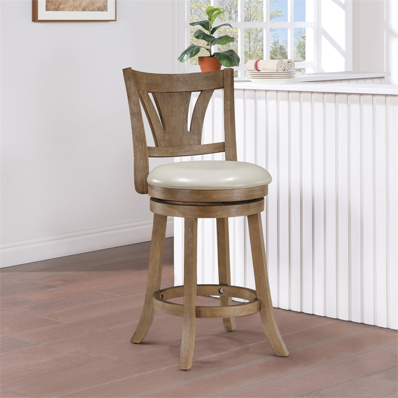 Miller Counter Swivel Stool in Cream Faux Leather