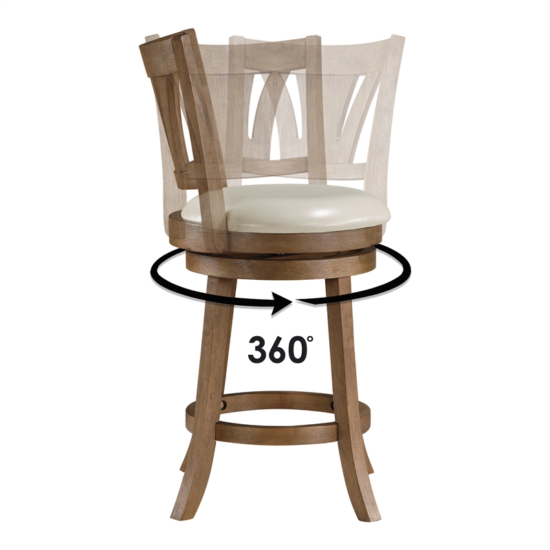 Miller Counter Swivel Stool in Cream Faux Leather