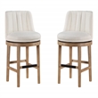 Rowan 2-Pack Swivel Barstool in Linen White Fabric  with Medium Oak legs