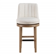 Rowan 2-Pack Swivel Barstool in Linen White Fabric  with Medium Oak legs