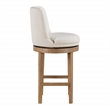 Rowan 2-Pack Swivel Barstool in Linen White Fabric  with Medium Oak legs