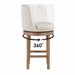 Rowan 2-Pack Swivel Barstool in Linen White Fabric  with Medium Oak legs