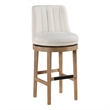 Rowan 2-Pack Swivel Barstool in Linen White Fabric  with Medium Oak legs