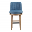 Rowan 2-Pack Swivel Barstool in Navy Fabric with Medium Oak legs