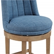 Rowan 2-Pack Swivel Barstool in Navy Fabric with Medium Oak legs