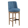 Rowan 2-Pack Swivel Barstool in Navy Fabric with Medium Oak legs