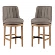 Rowan 2-Pack Swivel Barstool in Cement Gray Fabric with Medium Oak legs