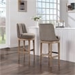 Rowan 2-Pack Swivel Barstool in Cement Gray Fabric with Medium Oak legs