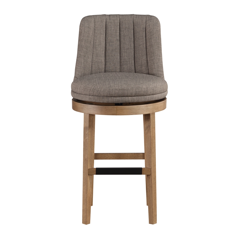 Rowan 2-Pack Swivel Barstool in Cement Gray Fabric with Medium Oak legs
