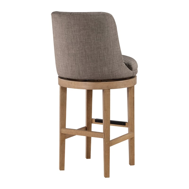 Rowan 2-Pack Swivel Barstool in Cement Gray Fabric with Medium Oak legs