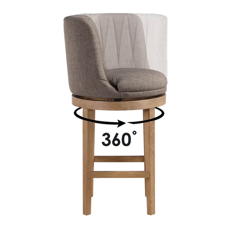 Rowan 2-Pack Swivel Barstool in Cement Gray Fabric with Medium Oak legs
