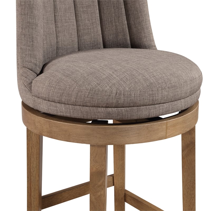 Rowan 2-Pack Swivel Barstool in Cement Gray Fabric with Medium Oak legs