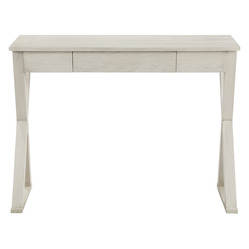 Marna Writing Desk w/ Drawer in Engineered Wood Weathered White Finish