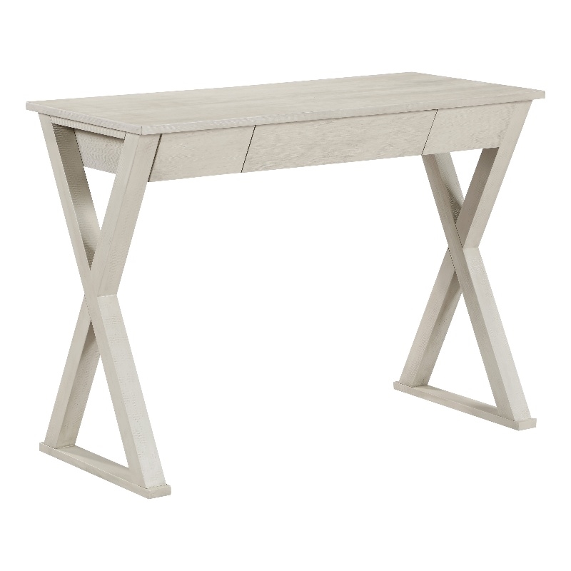 Marna Writing Desk w/ Drawer in Engineered Wood Weathered White Finish
