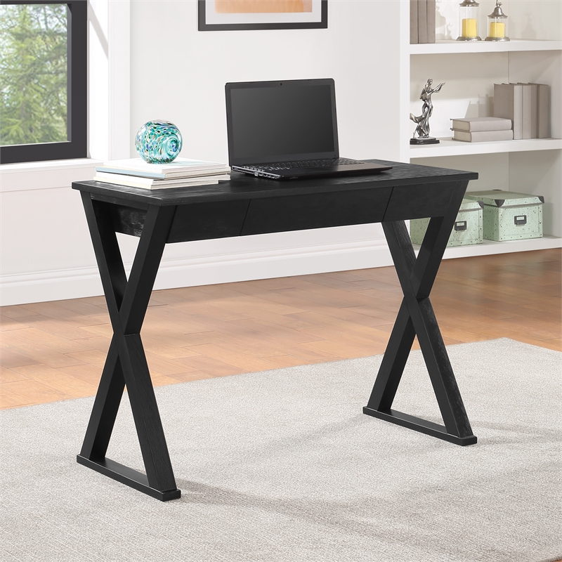 Marna Writing Desk w/ Drawer in Engineered Wood Black Finish