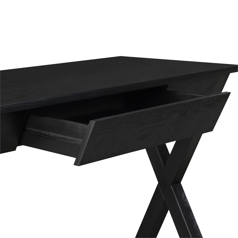 Marna Writing Desk w/ Drawer in Engineered Wood Black Finish