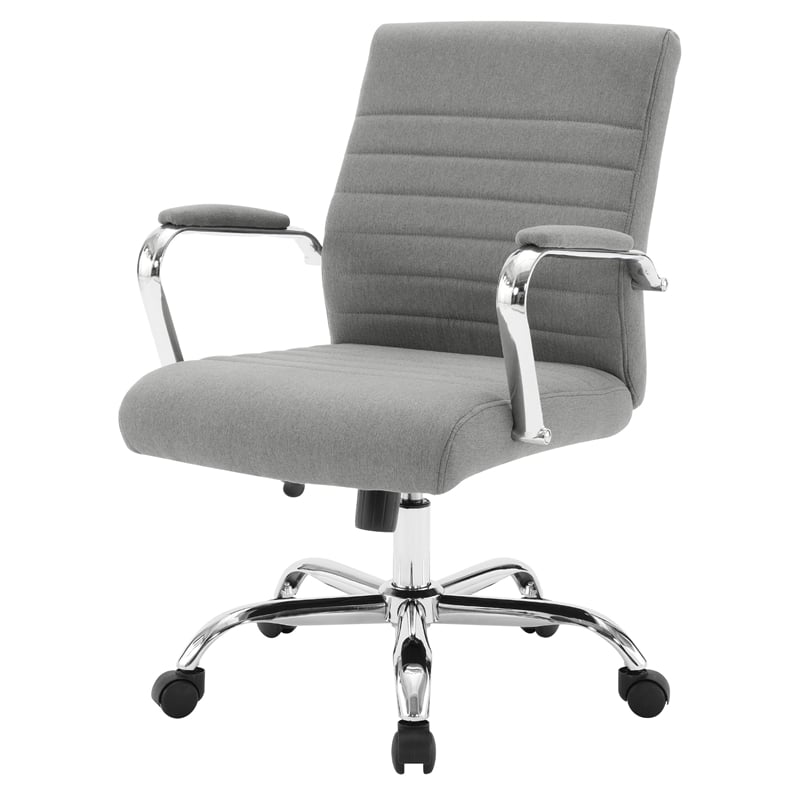 Mid-Back Office Chair with Padded armrests in Gray Fabric