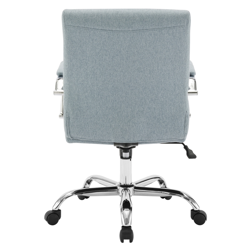 Mid-Back Office Chair with Padded Armrest  in Blue Fabric