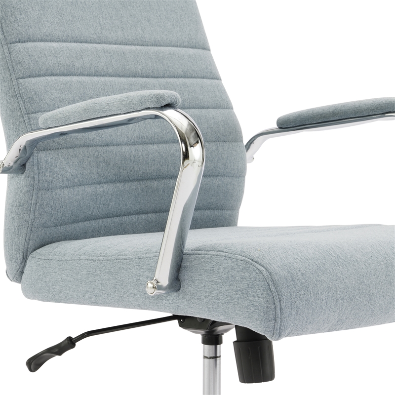 Mid-Back Office Chair with Padded Armrest  in Blue Fabric