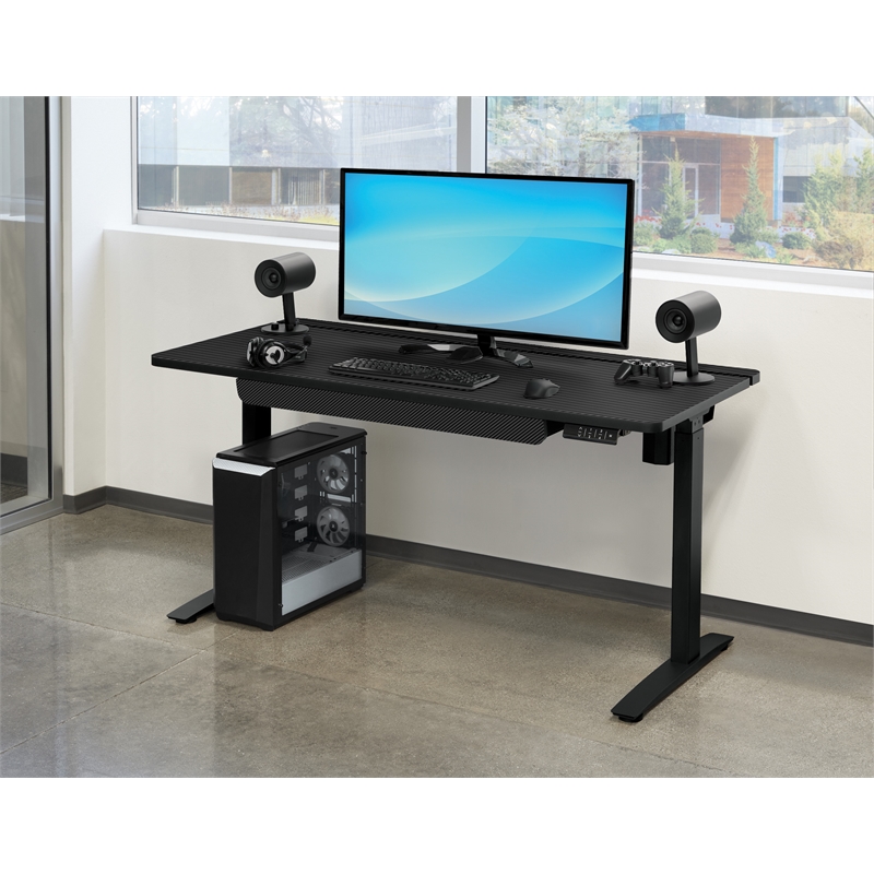 Kilo Electric Battlestation Gaming Desk Metal-Gray Carbon Fiber Finish