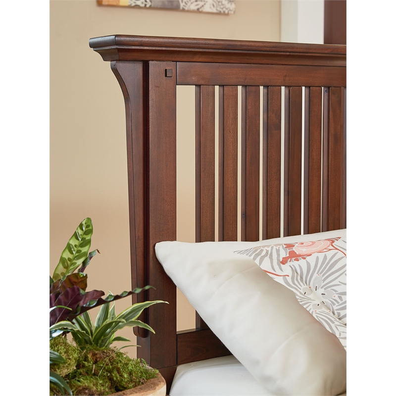 Modern Mission Queen Headboard in Wood  Vintage Oak Finish