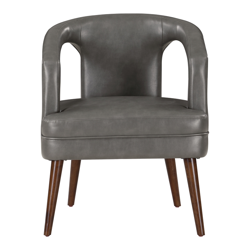 Mason Accent Reception Chair in Pewter Gray Faux Leather
