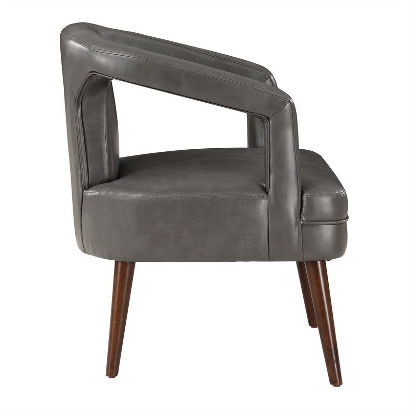 Mason Accent Reception Chair in Pewter Gray Faux Leather