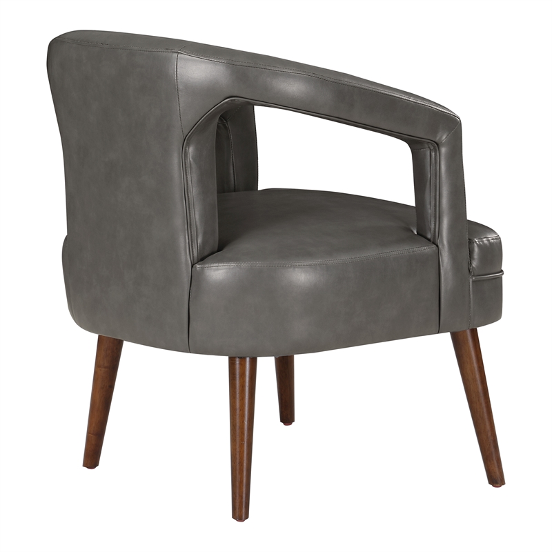 Mason Accent Reception Chair in Pewter Gray Faux Leather