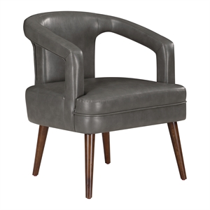 Mason Accent Reception Chair in Pewter Gray Faux Leather