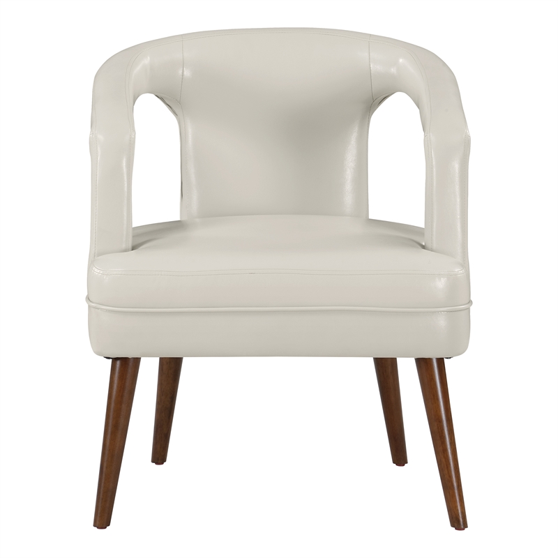 Mason Accent Reception Chair in Cream Faux Leather