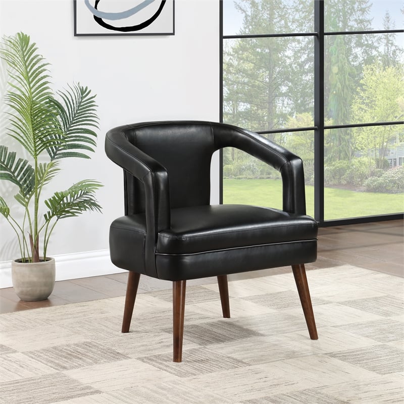 Mason Accent Reception Chair in Black Faux Leather