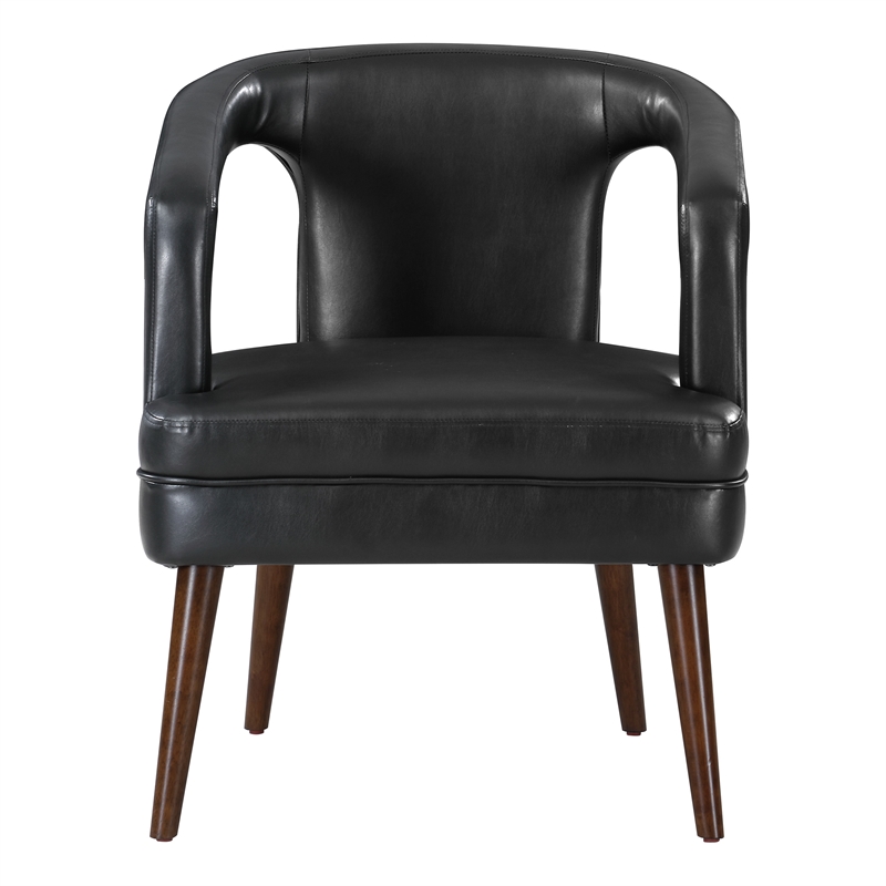 Mason Accent Reception Chair in Black Faux Leather