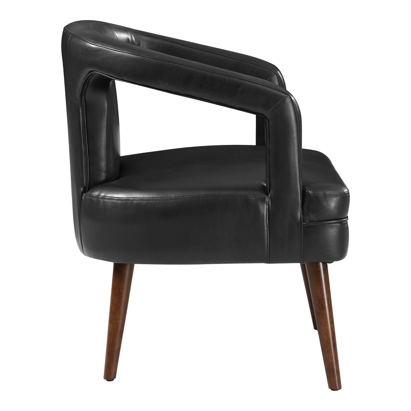 Mason Accent Reception Chair in Black Faux Leather