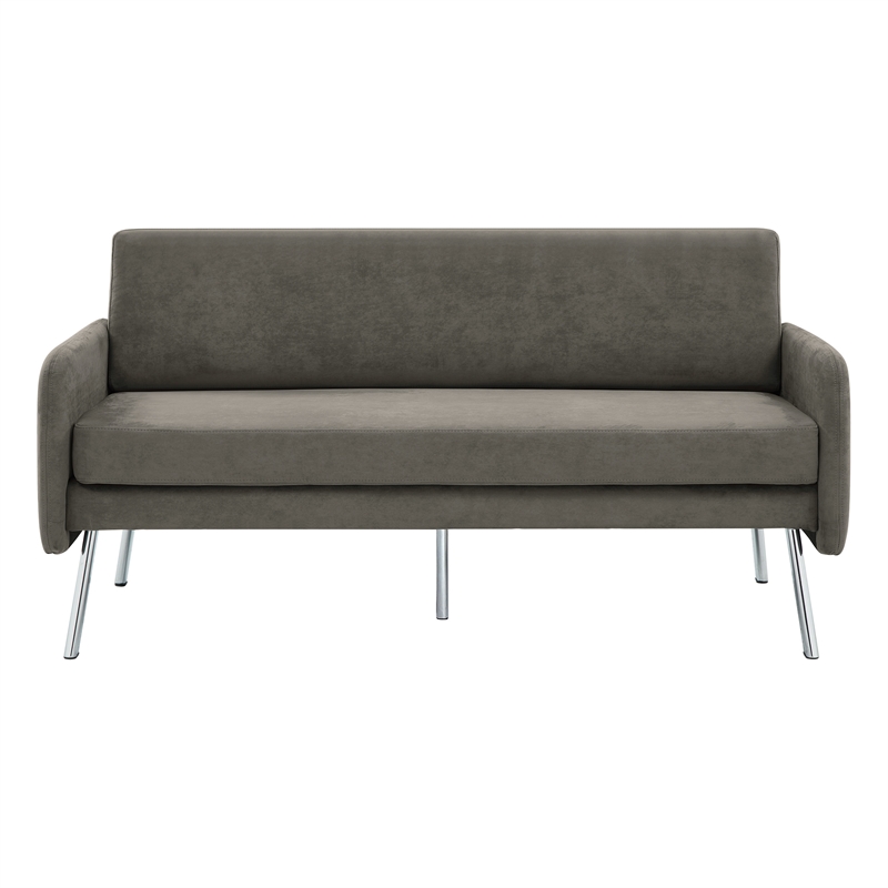 Lounge Sofa in Charcoal Fabric with Chrome Legs