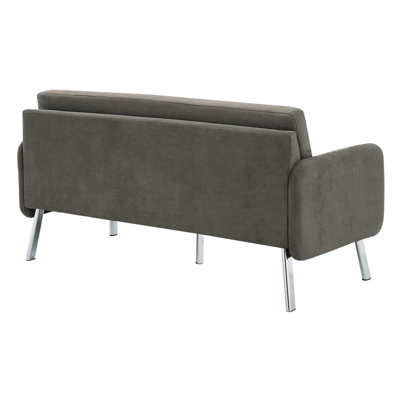 Lounge Sofa in Charcoal Fabric with Chrome Legs