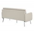 Lounge Sofa in Cream Faux Leather with Chrome Legs