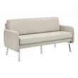 Lounge Sofa in Cream Faux Leather with Chrome Legs