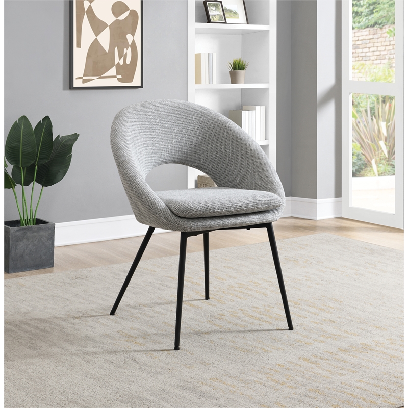 Millie Accent /Dinning Chair in Gray Fabric and Black Legs