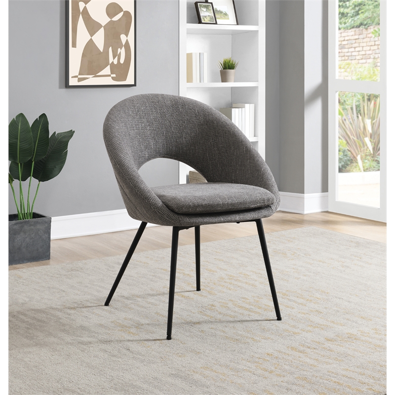 Millie Accent /Dinning Chair in Charcoal Fabric and Black Legs