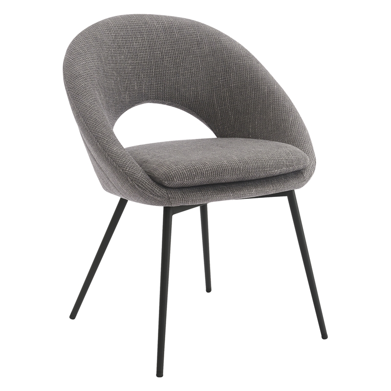 Millie Accent /Dinning Chair in Charcoal Fabric and Black Legs