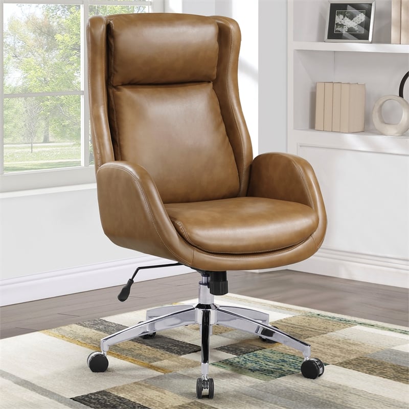 Blanchard Executive Office Chair in Nutmeg Faux Leather