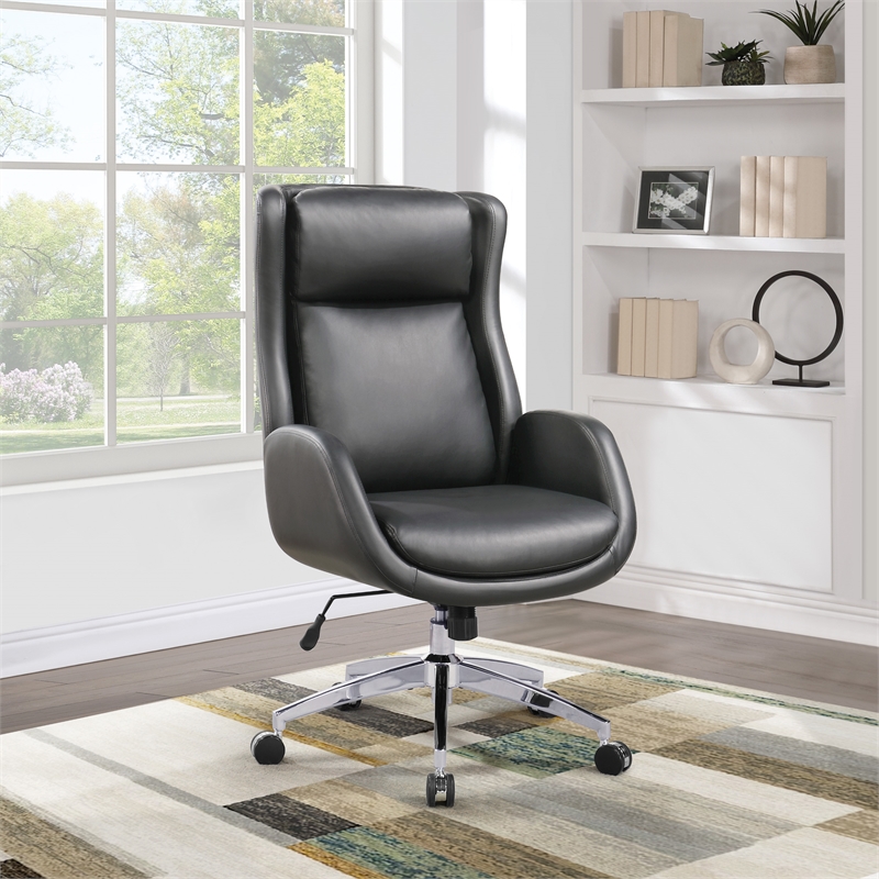 Blanchard Office Chair in Black Faux Leather