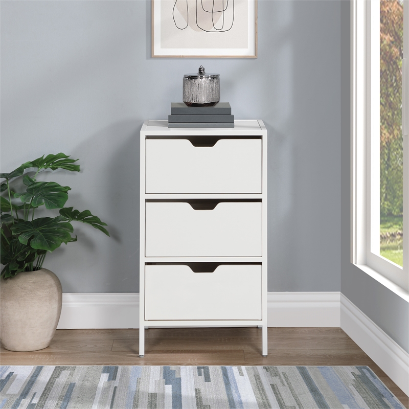 Freeport 3-Drawer Accent Storage Cabinet Engineered Wood in White