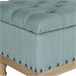 Landis Storage Bench in Sea Blue Fabric and Brushed Legs