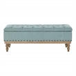 Landis Storage Bench in Sea Blue Fabric and Brushed Legs