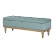 Landis Storage Bench in Sea Blue Fabric and Brushed Legs