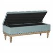 Landis Storage Bench in Sea Blue Fabric and Brushed Legs