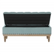 Landis Storage Bench in Sea Blue Fabric and Brushed Legs