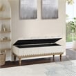 Landis Storage Bench in Linen White Fabric and Brushed Legs